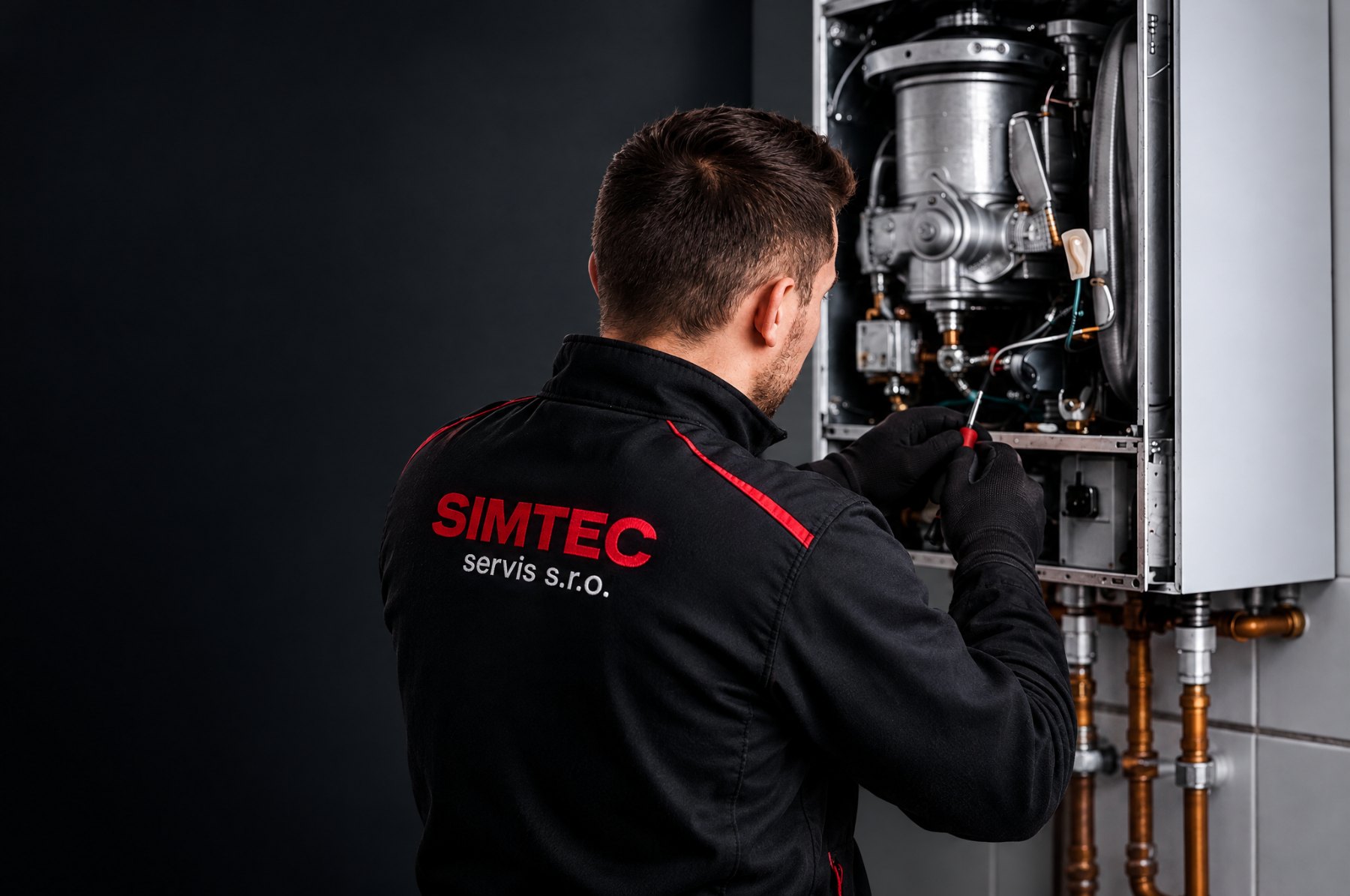 Technik SIMTEC servis pri oprave plynového kotla